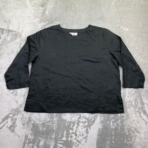 Hot Cotton by Marc Ware 100% Linen Black 3/4 Sleeve Tunic Top Women's Size L USA